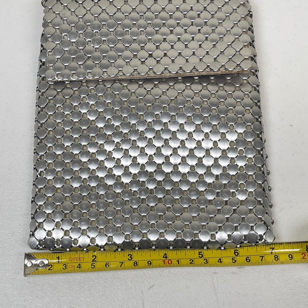 Whiting & Davis Mesh Crossbody Bag Silver Vintage Chainmail Armor Clutch 70s - Picture 9 of 10